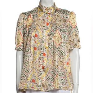 BA&SH Floral Print Mock Neck Blouse